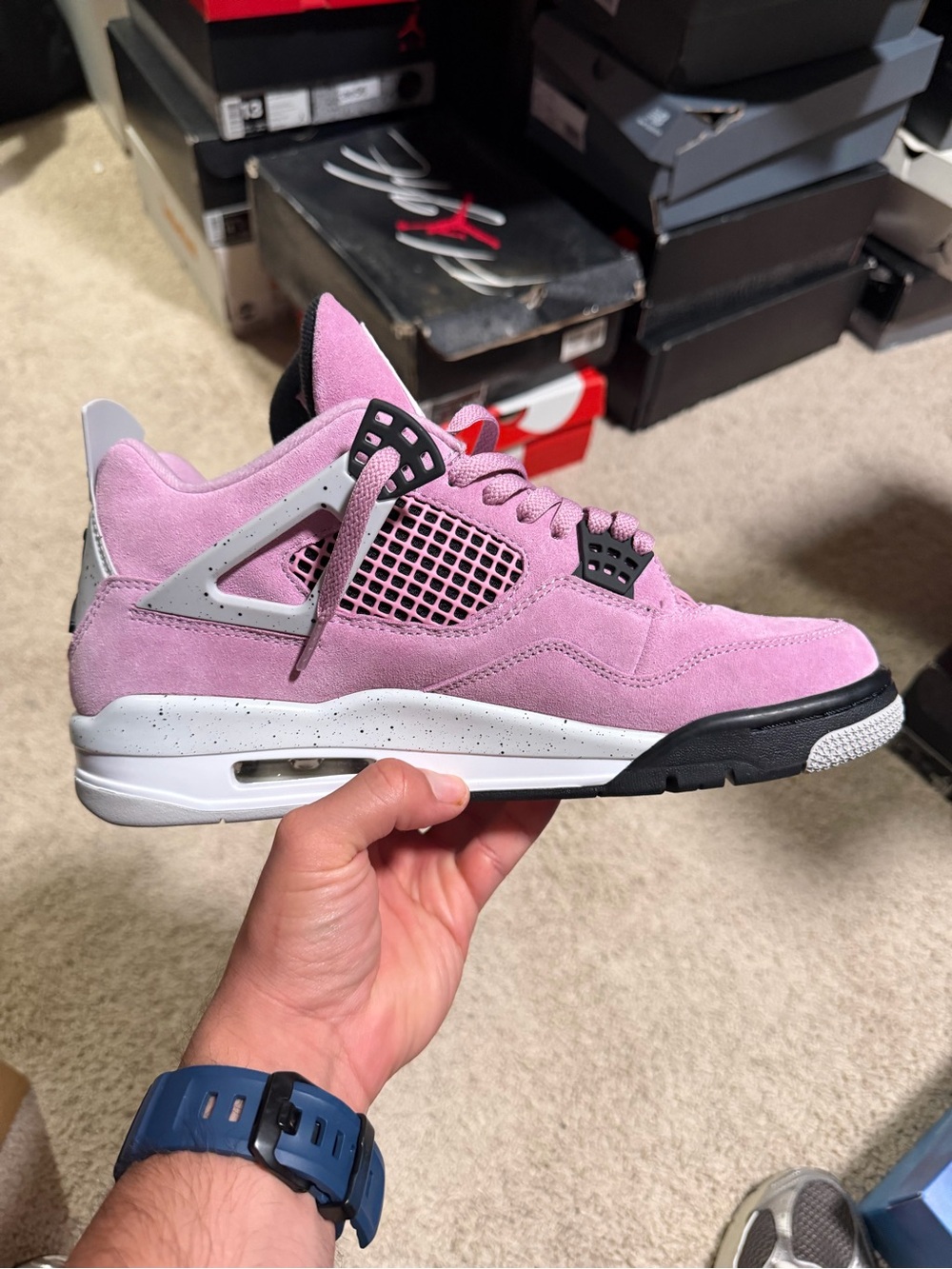 Jordan 4 Retro ‘Orchid’ Suede Mid Top Sneakers Men’s AQ9129-501